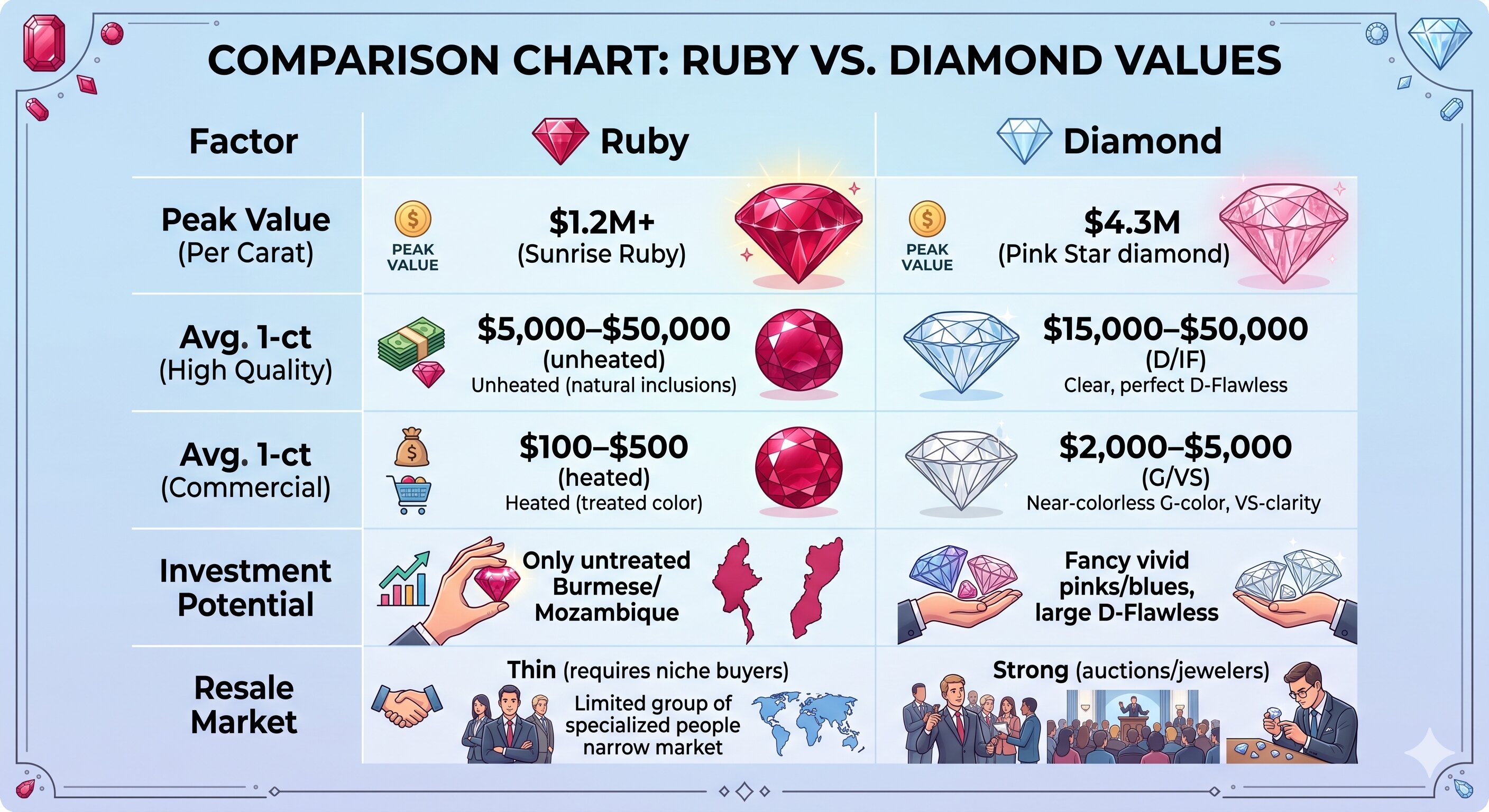 ruby V diamond value